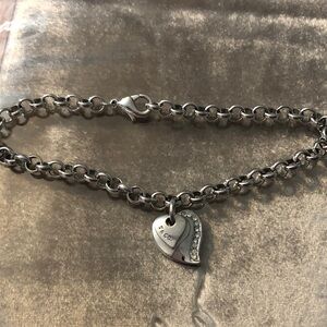 T and company silver heart bracelet